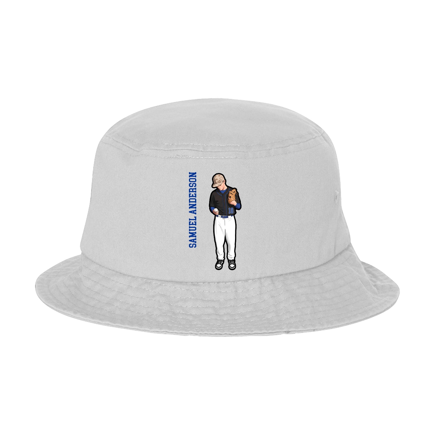 Bucket Cap — Name Vertical in White