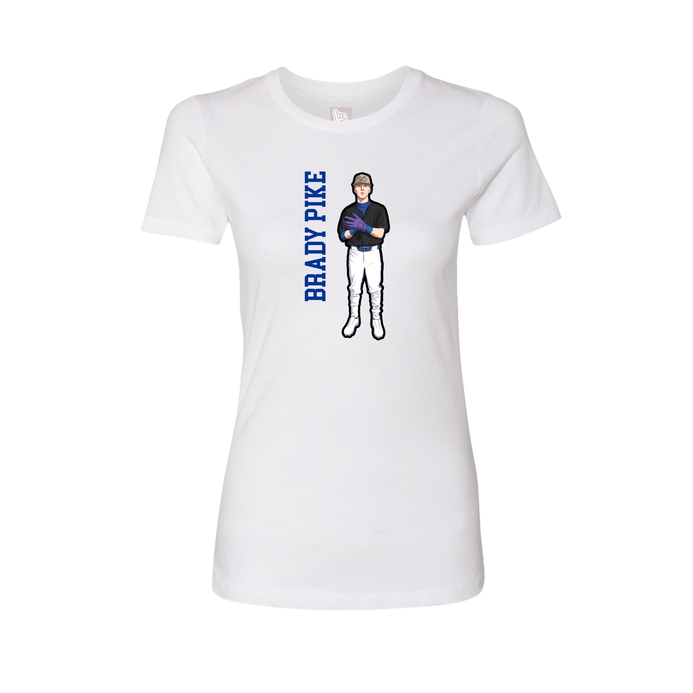 Fitted Women's Tee — Name Vertical in White