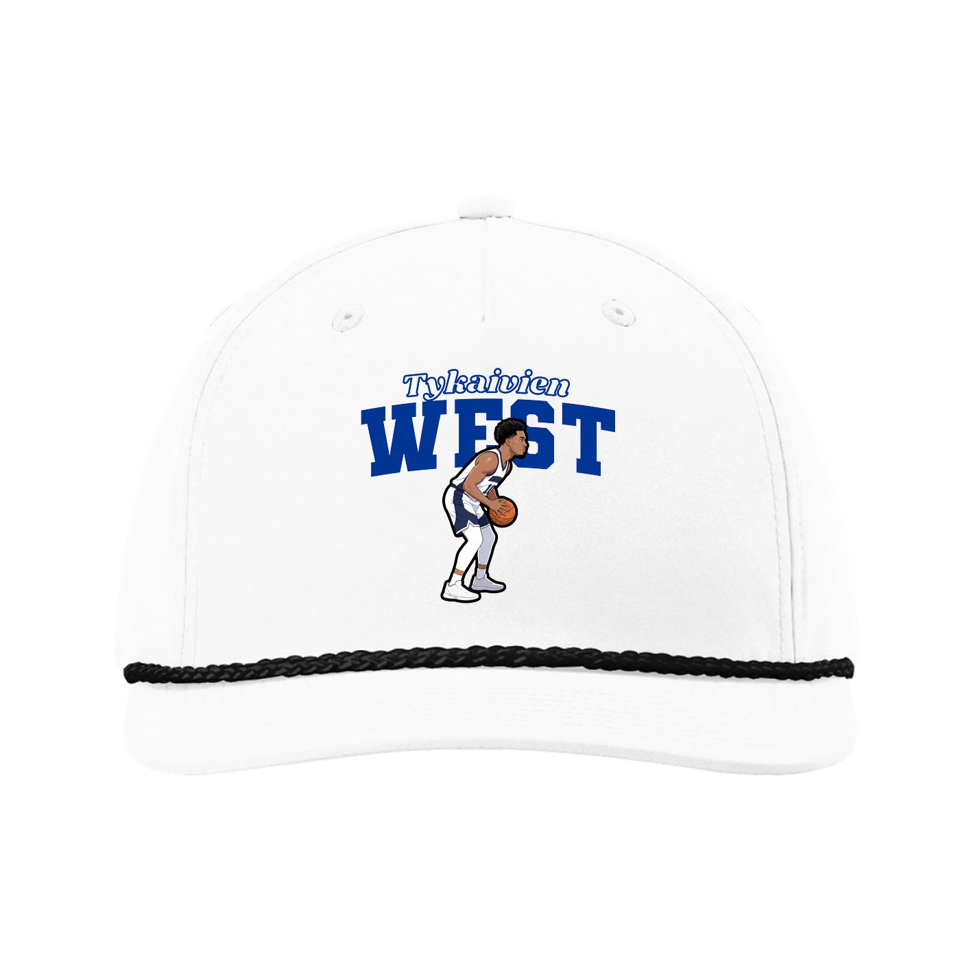 Five-Panel Classic Rope Cap — Name Arch in White