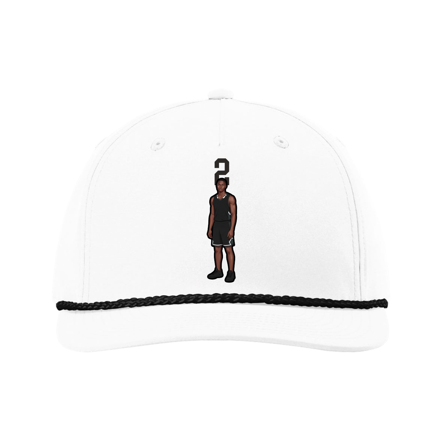 Five-Panel Classic Rope Cap — Number Top in White
