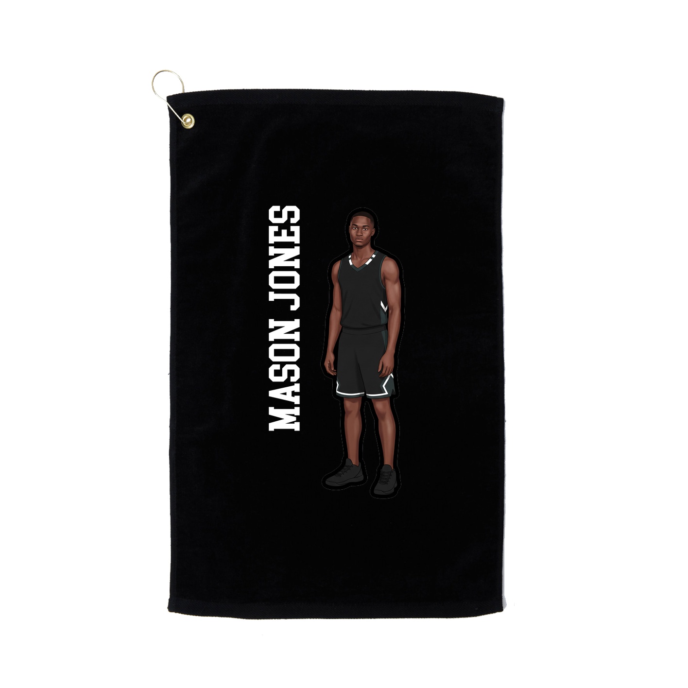 Golf Towel — Name Vertical in Black