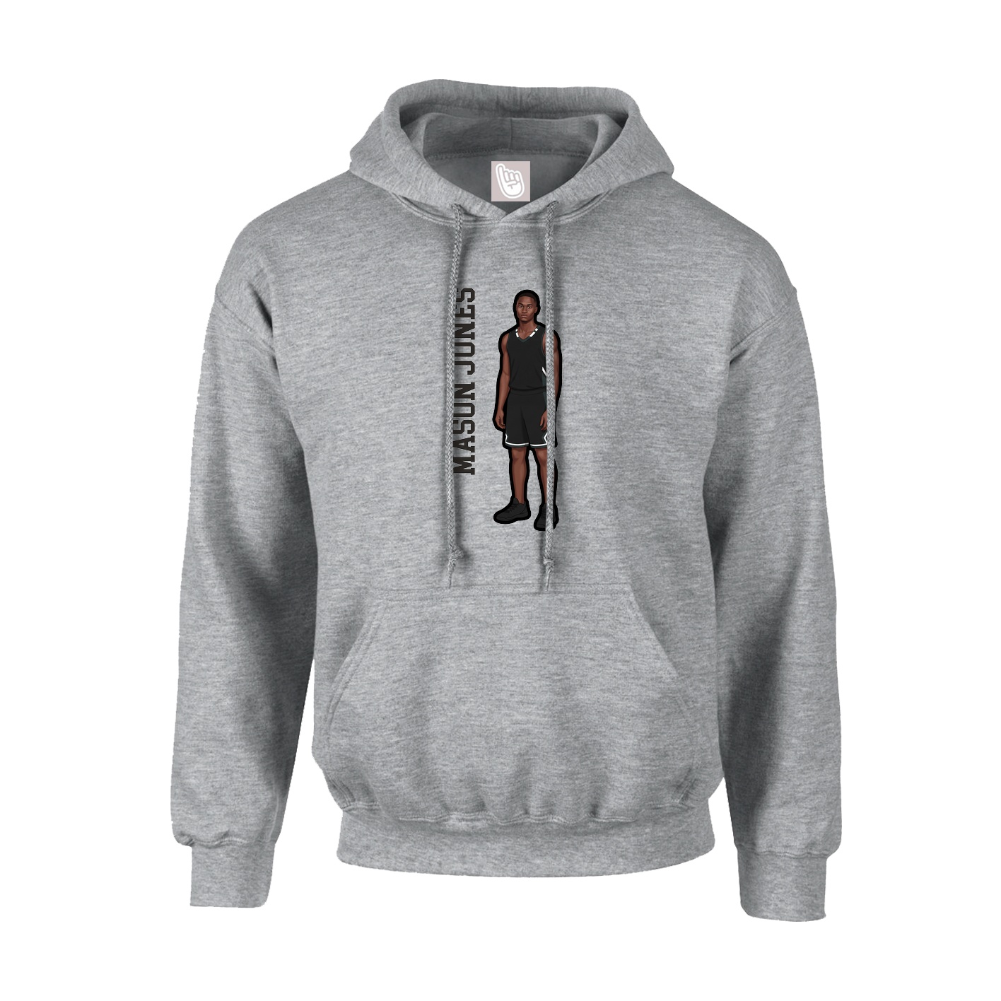 Youth Hoodie — Name Vertical in Grey