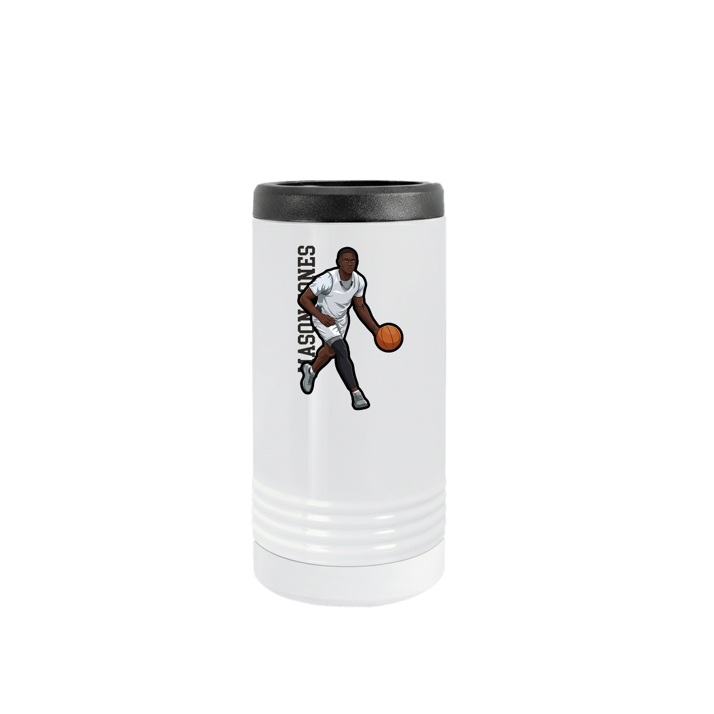 Slim Beverage Holder — Name Vertical in White