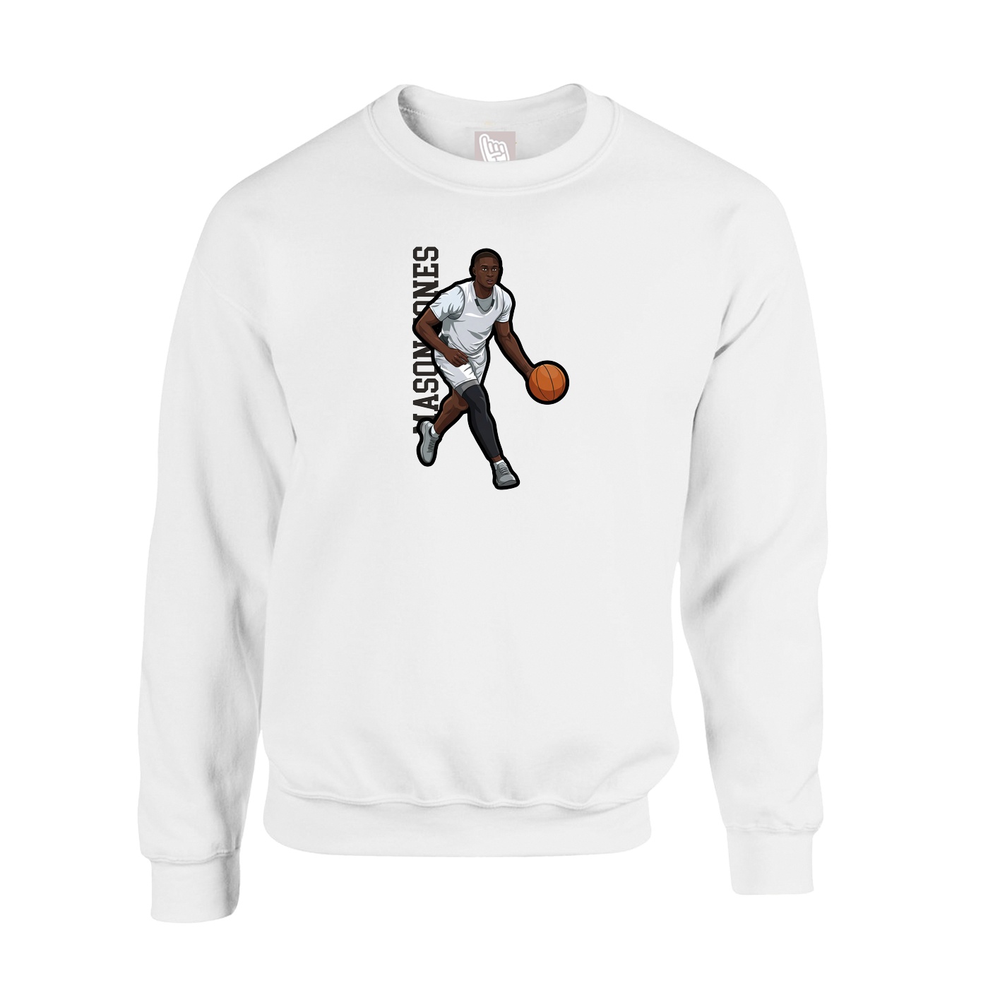 Fleece Crew — Name Vertical in White