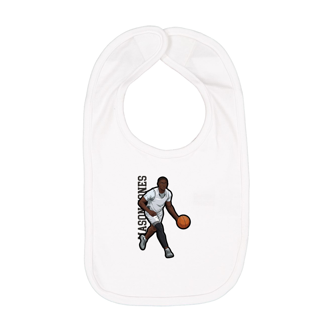 Infant Bib — Name Vertical in White