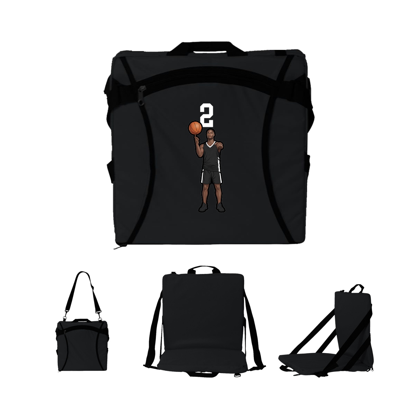 Folding Stadium Seat — Number Top in Black