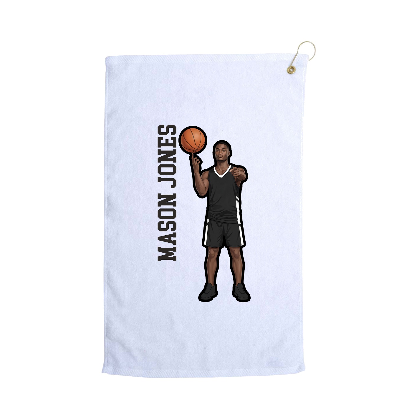 Golf Towel — Name Vertical in White