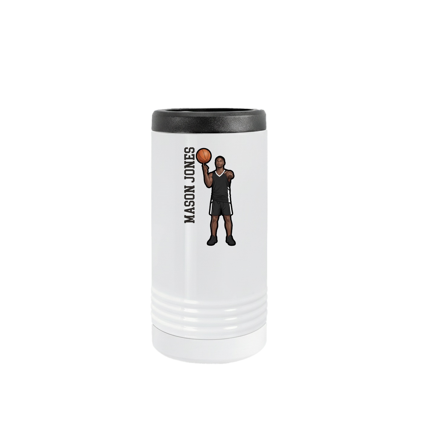 Slim Beverage Holder — Name Vertical in White