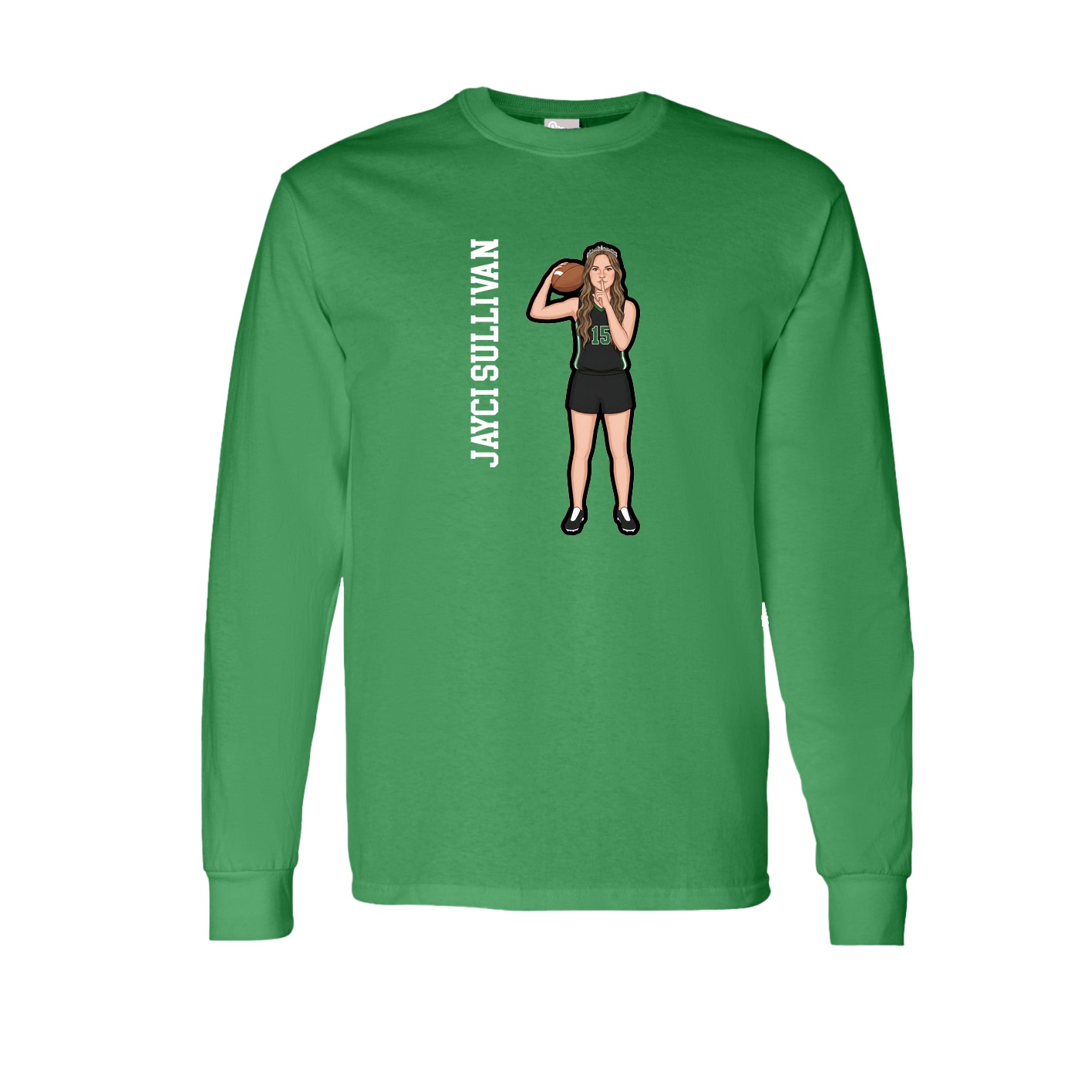 Long Sleeve Tee — Name Vertical in Green
