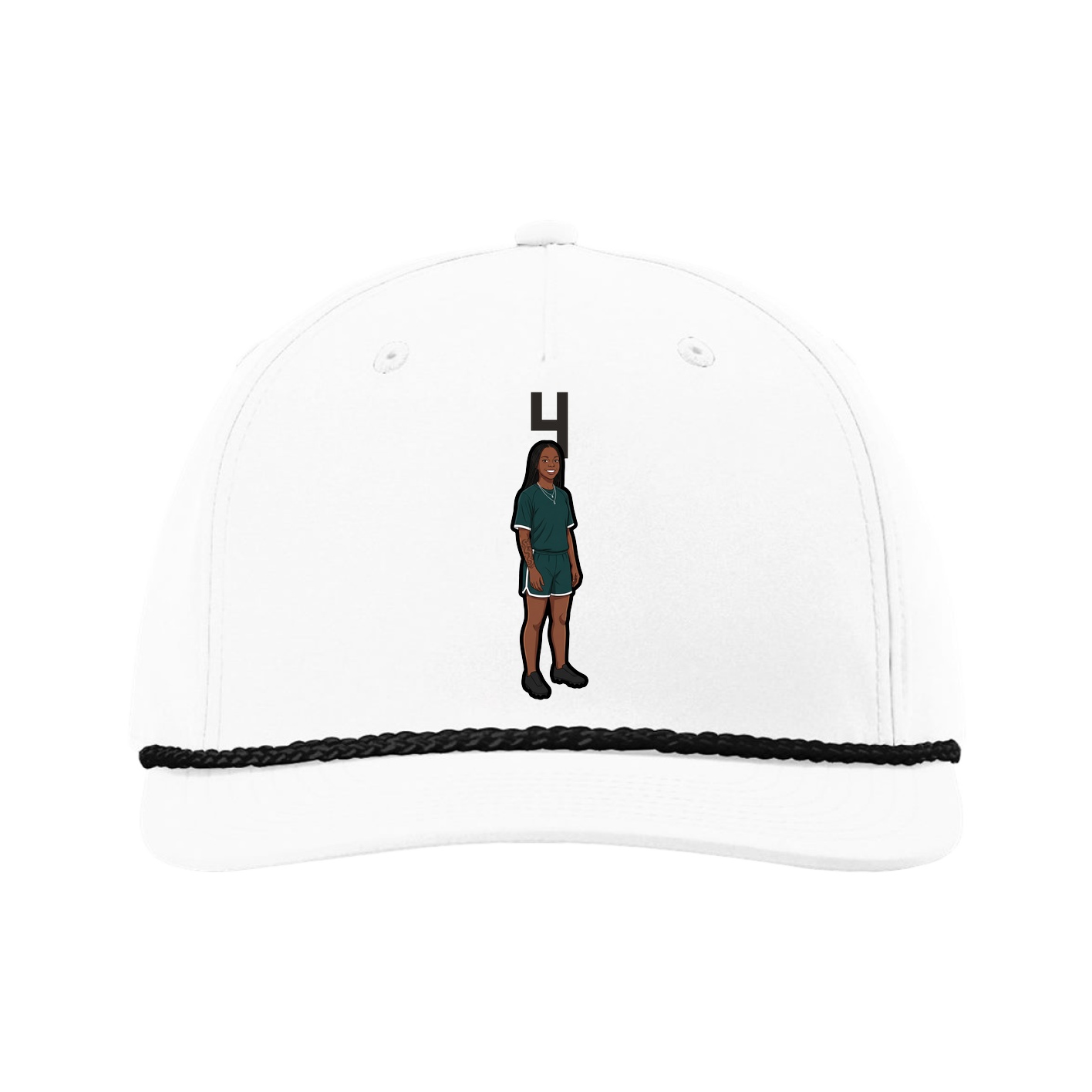 Five-Panel Classic Rope Cap — Number Top in White