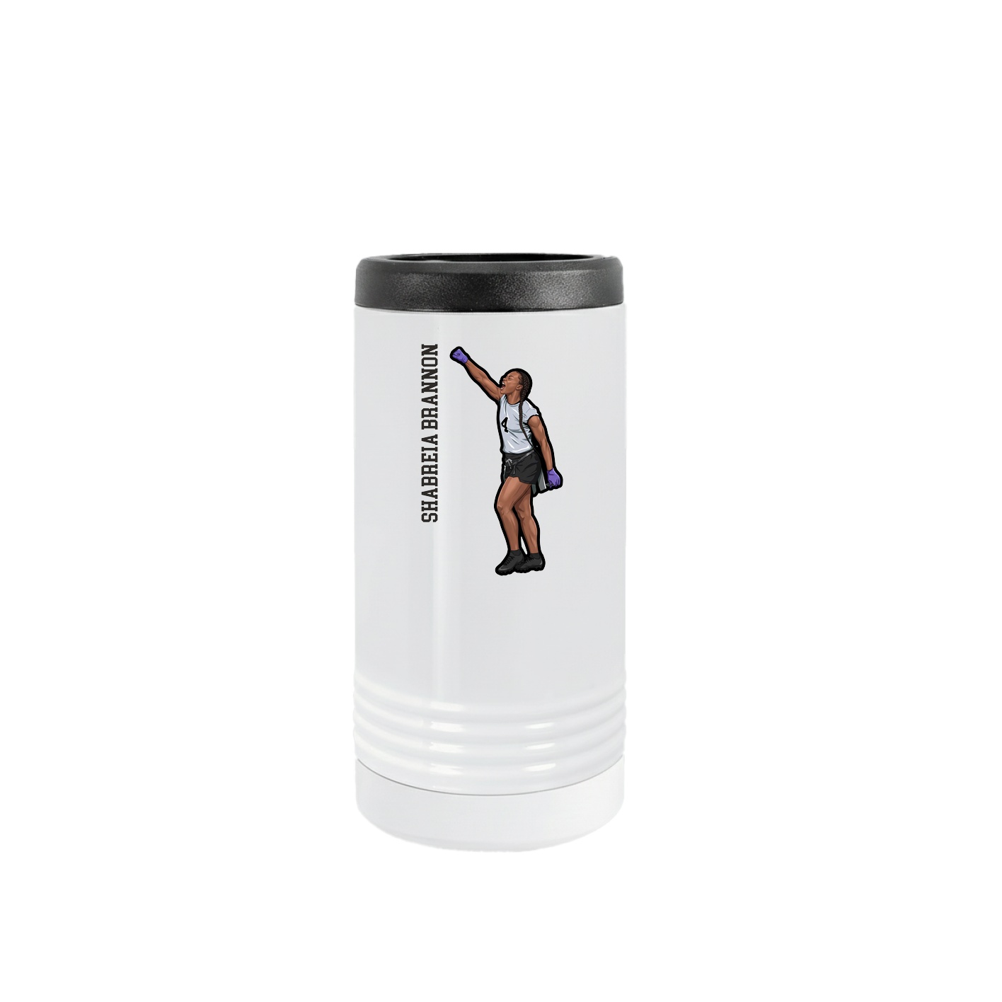 Slim Beverage Holder — Name Vertical in White