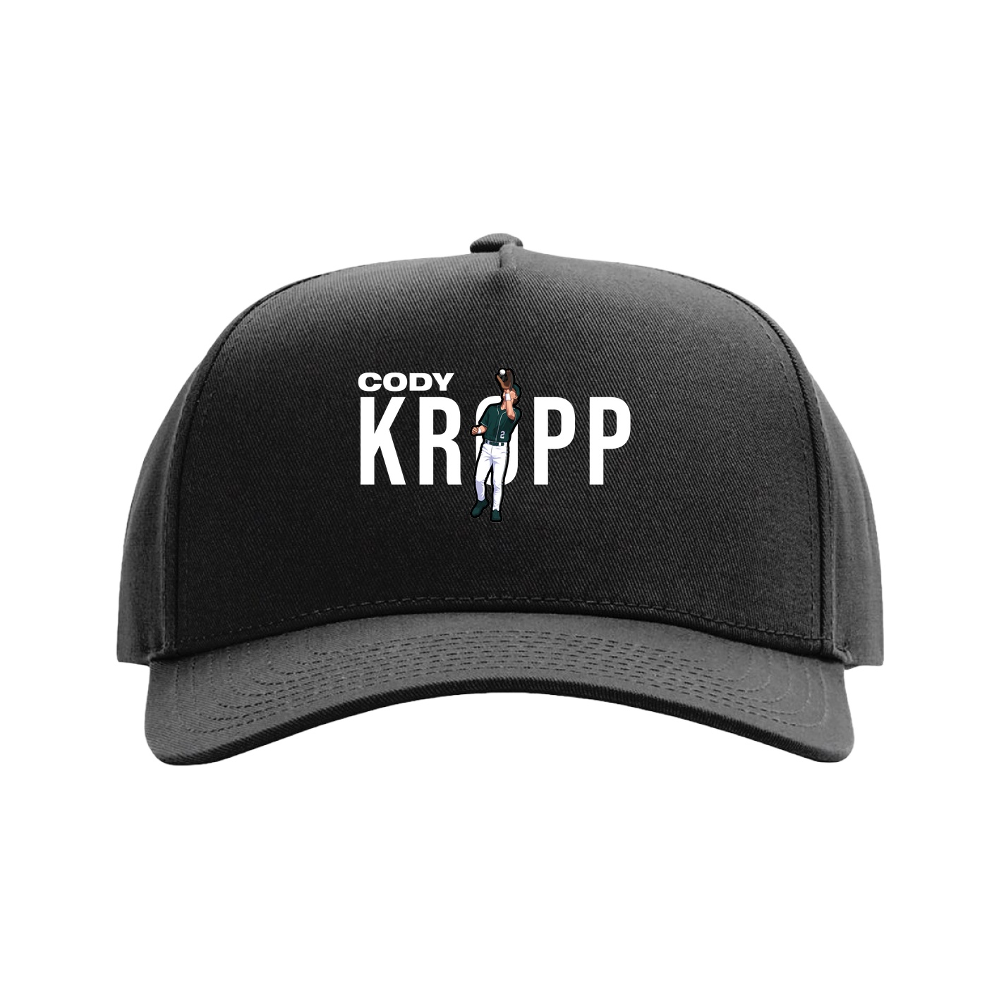 Full Fabric Five-Panel Champ Cap — Player Name in Black