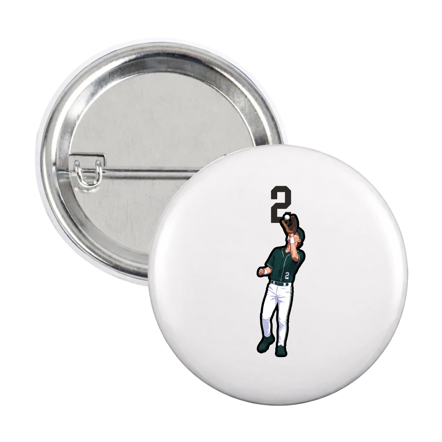 Game Day Button — Number Top in White