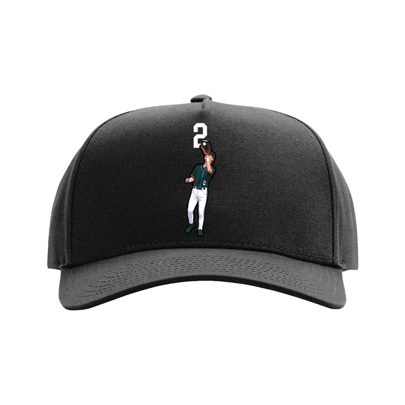 Full Fabric Five-Panel Champ Cap — Number Top in Black