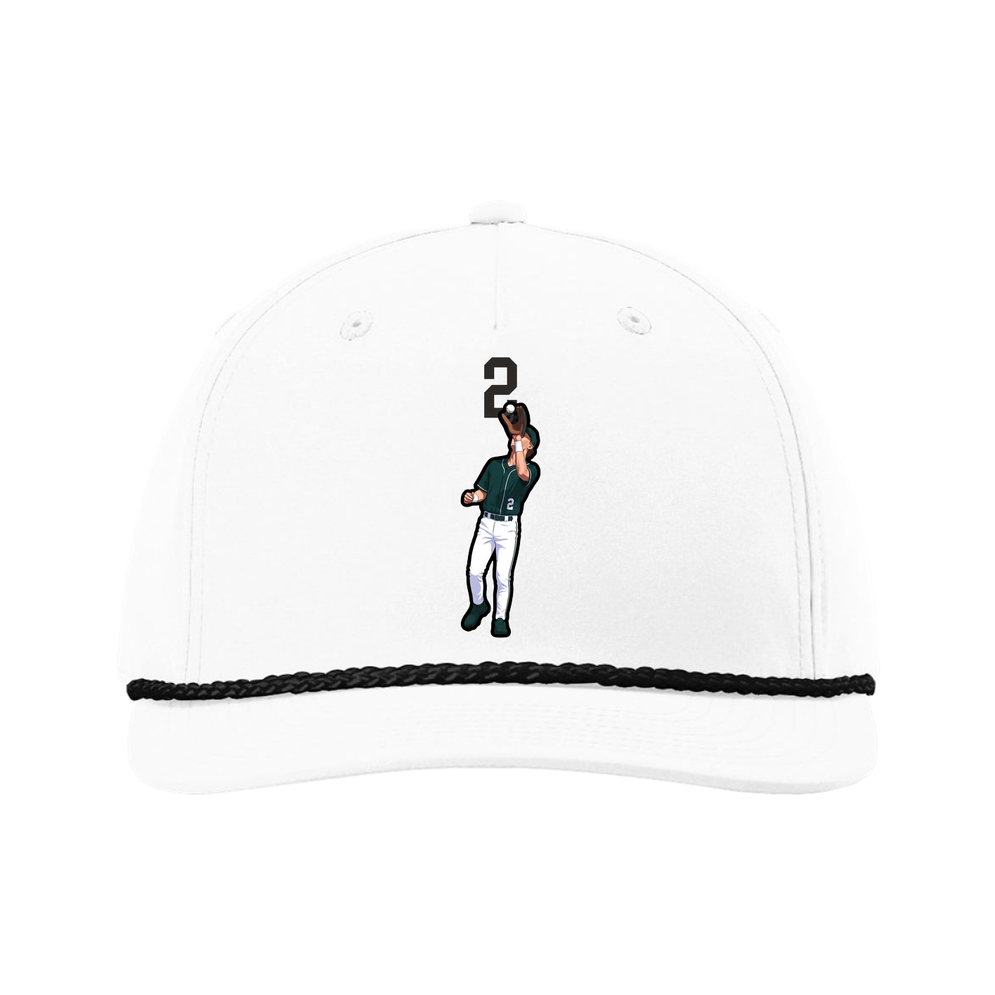 Five-Panel Classic Rope Cap — Number Top in White