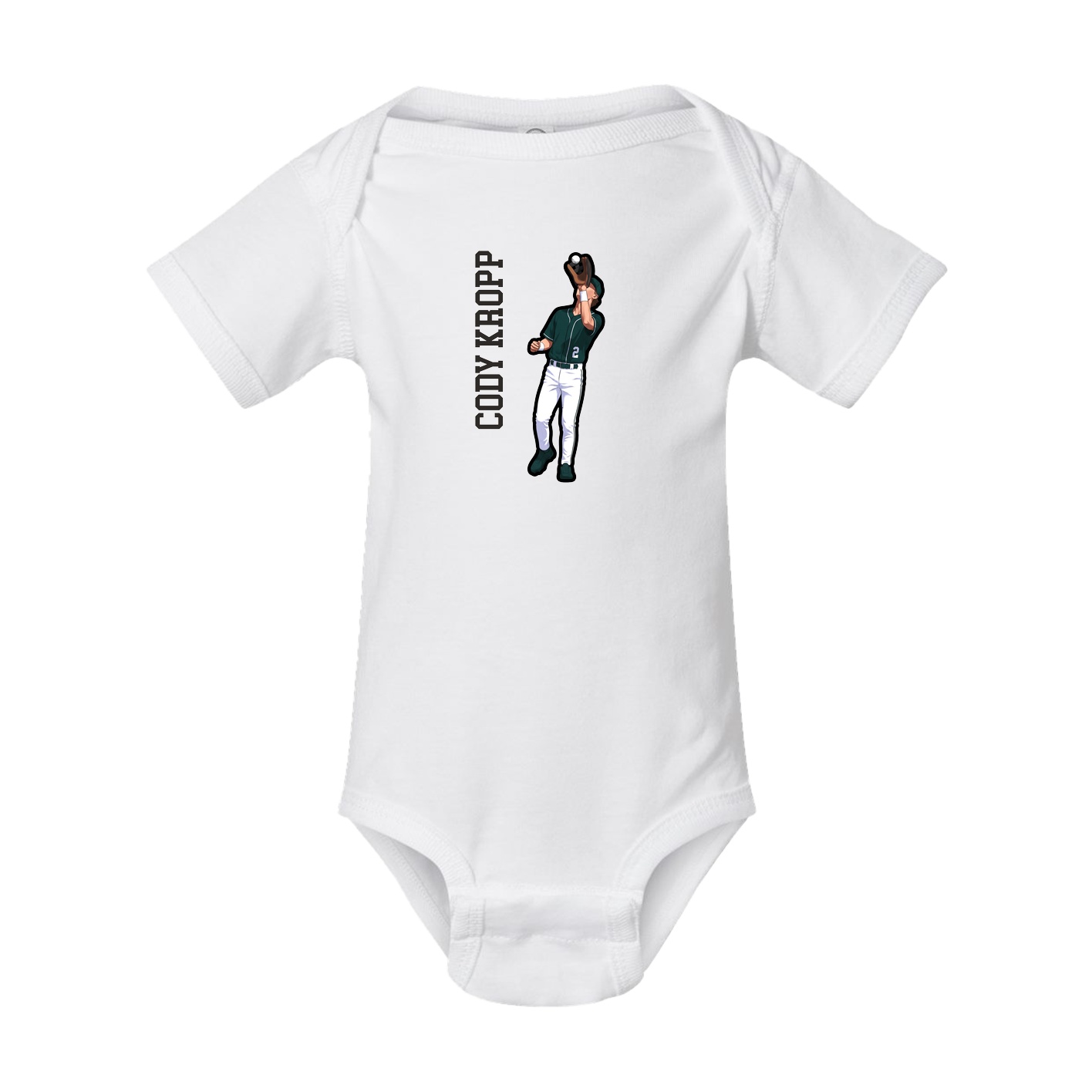 Baby Onesie — Name Vertical in White