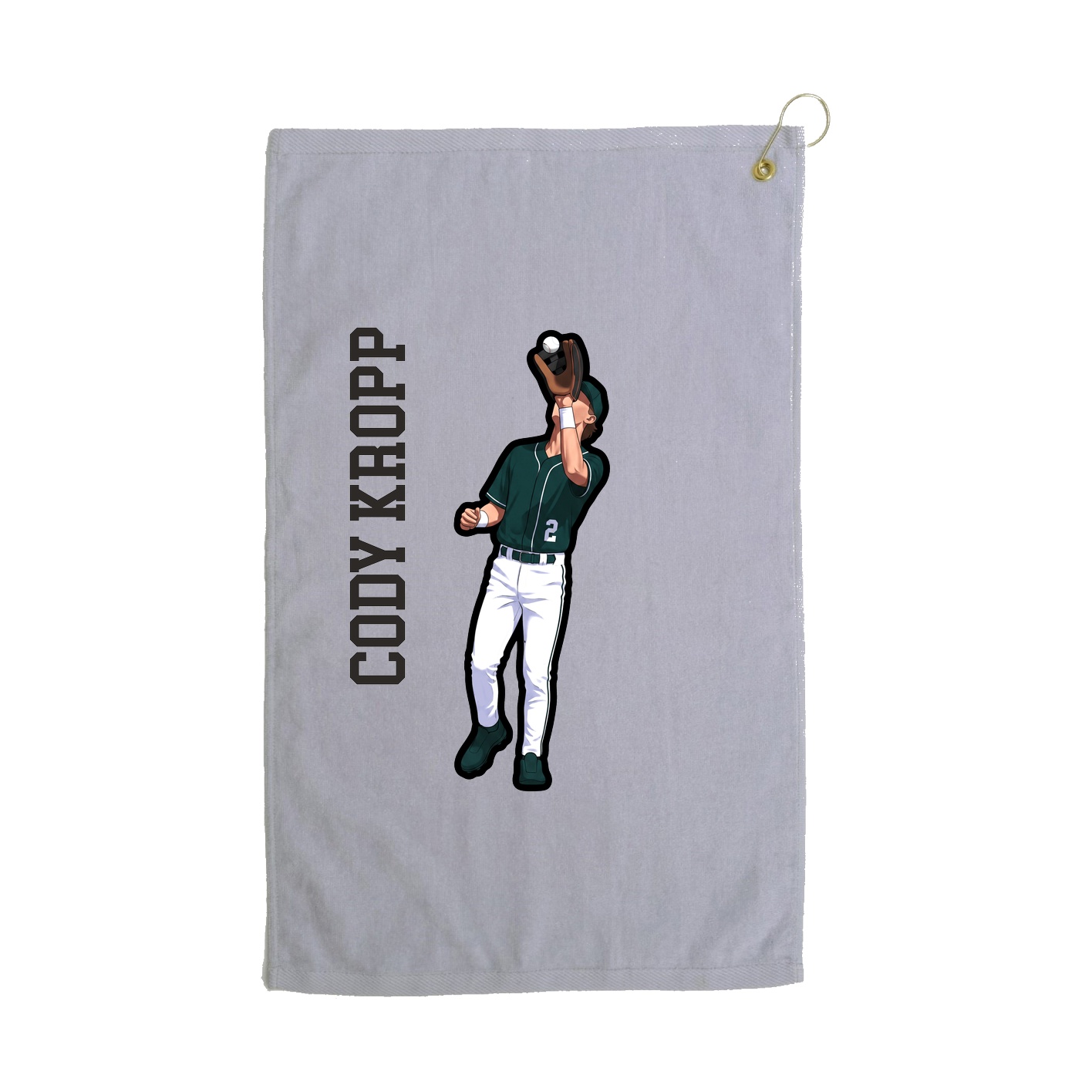 Golf Towel — Name Vertical in Grey