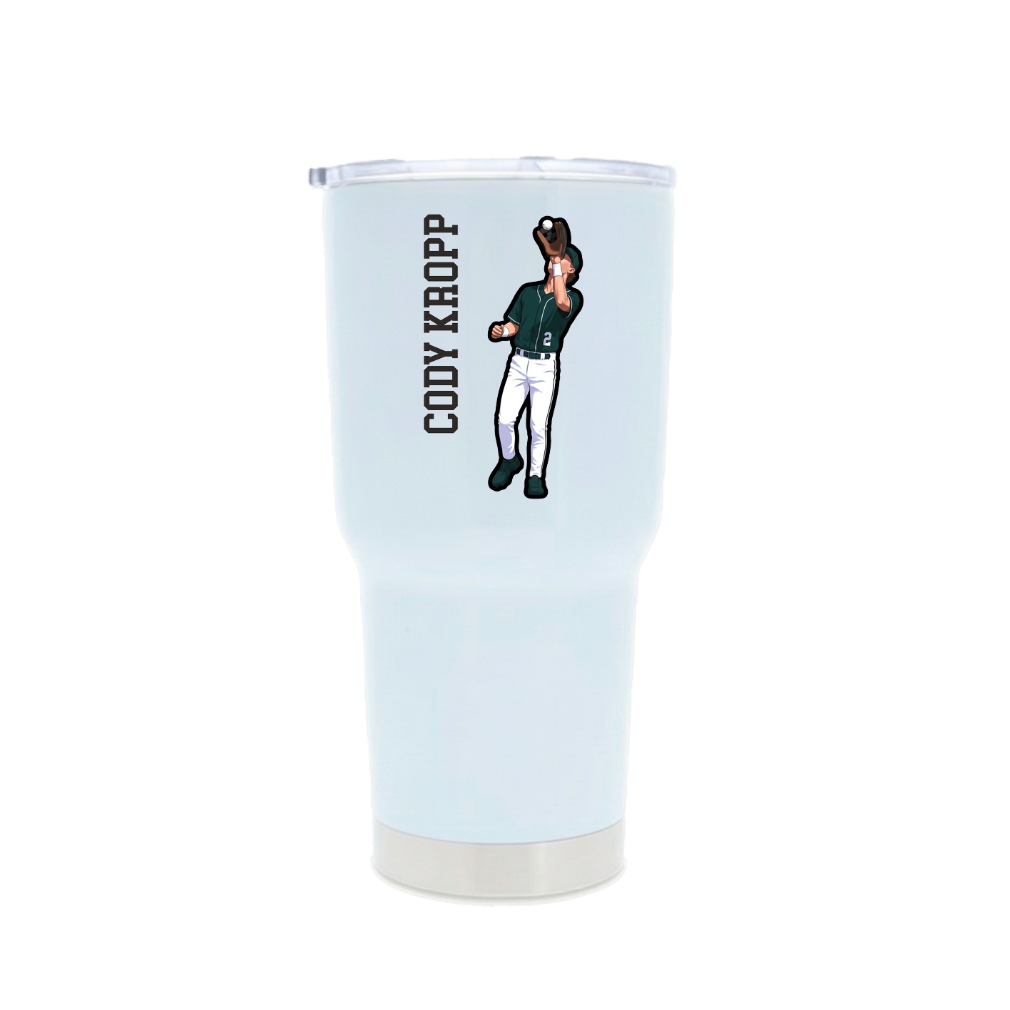 30oz Stainless Steel Tumbler — Name Vertical in White