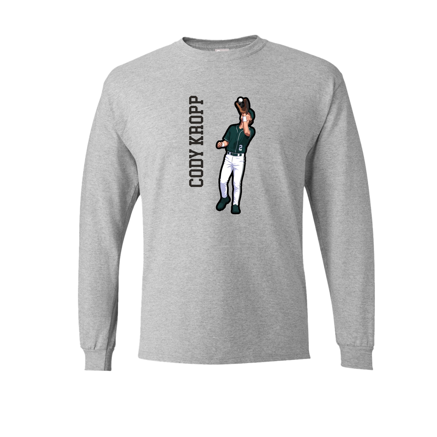 Long Sleeve Tee — Name Vertical in Grey