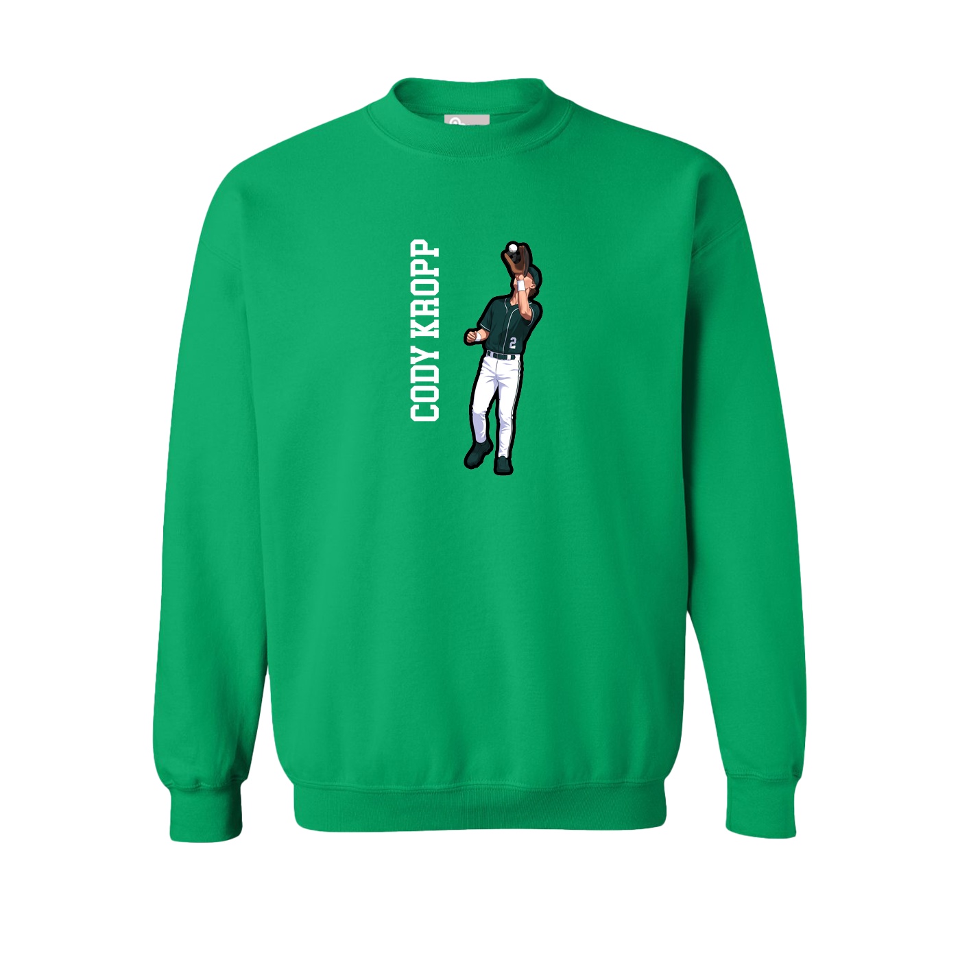 Fleece Crew — Name Vertical in Green