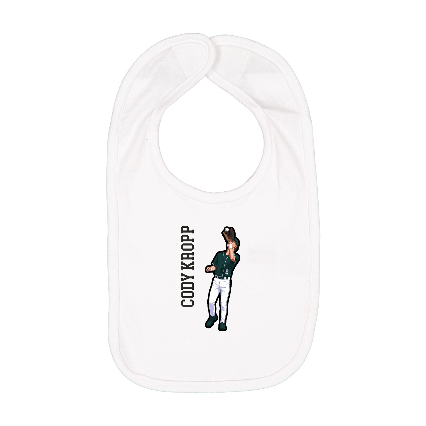 Infant Bib — Name Vertical in White