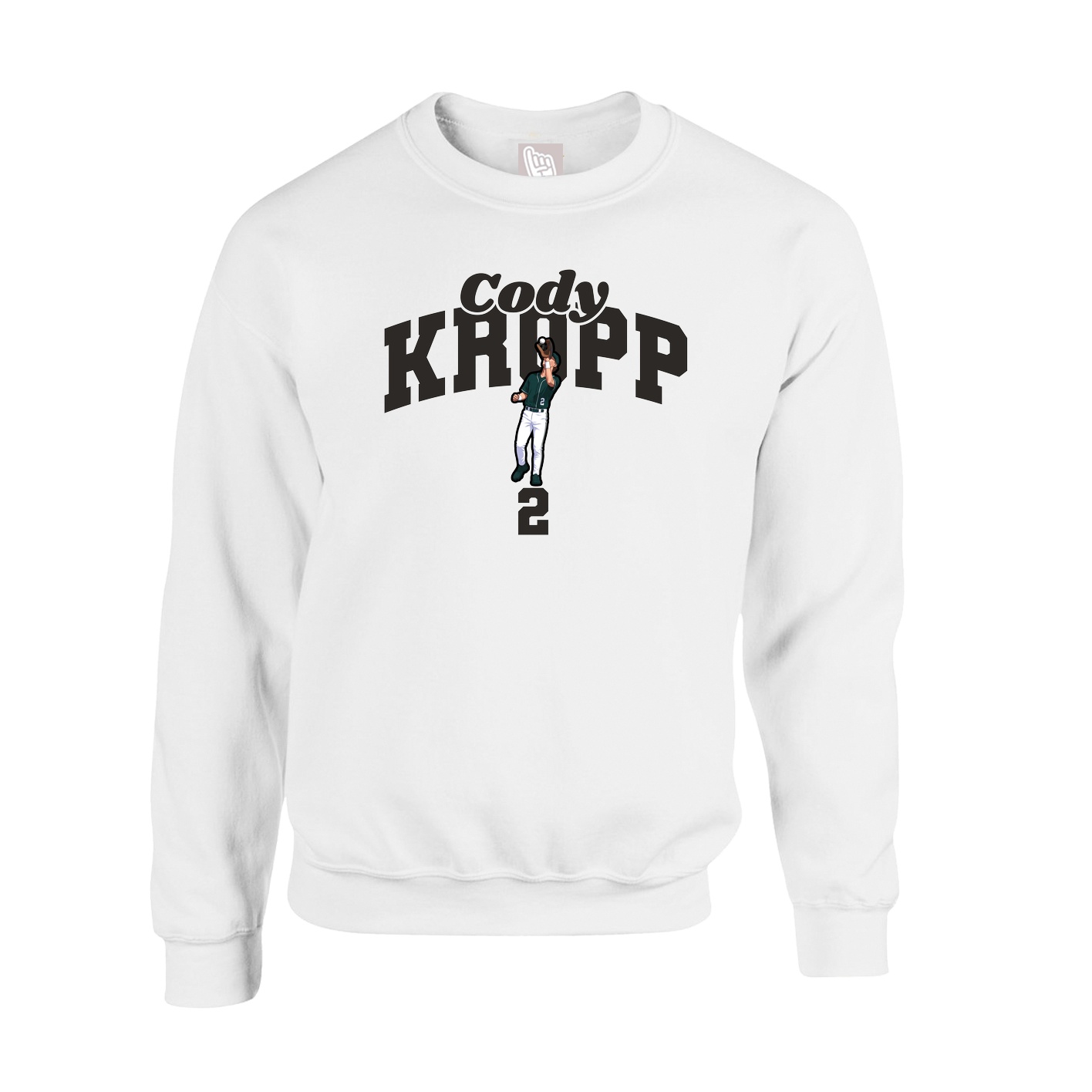 Fleece Crew — Signature Arch in White