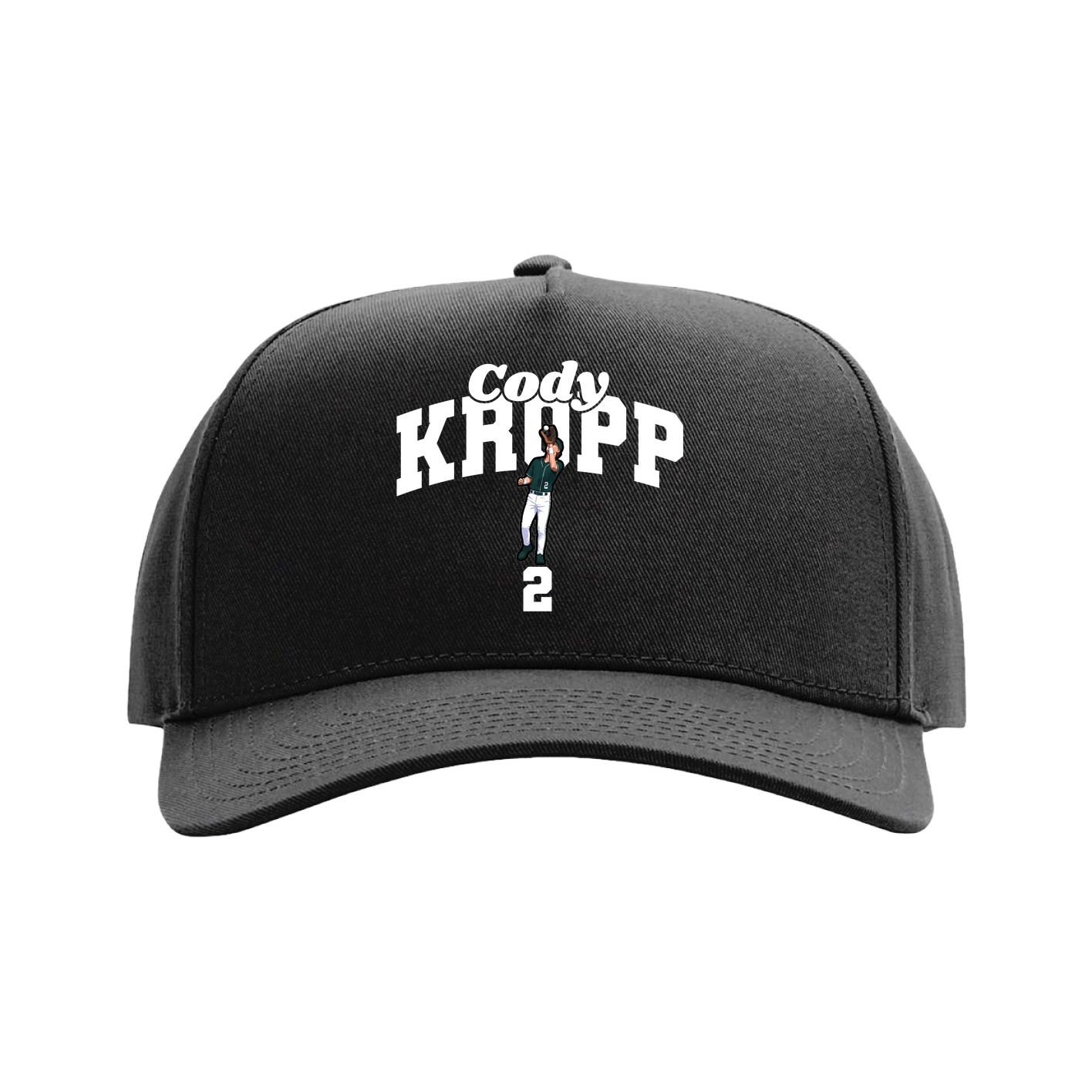 Full Fabric Five-Panel Champ Cap — Signature Arch in Black