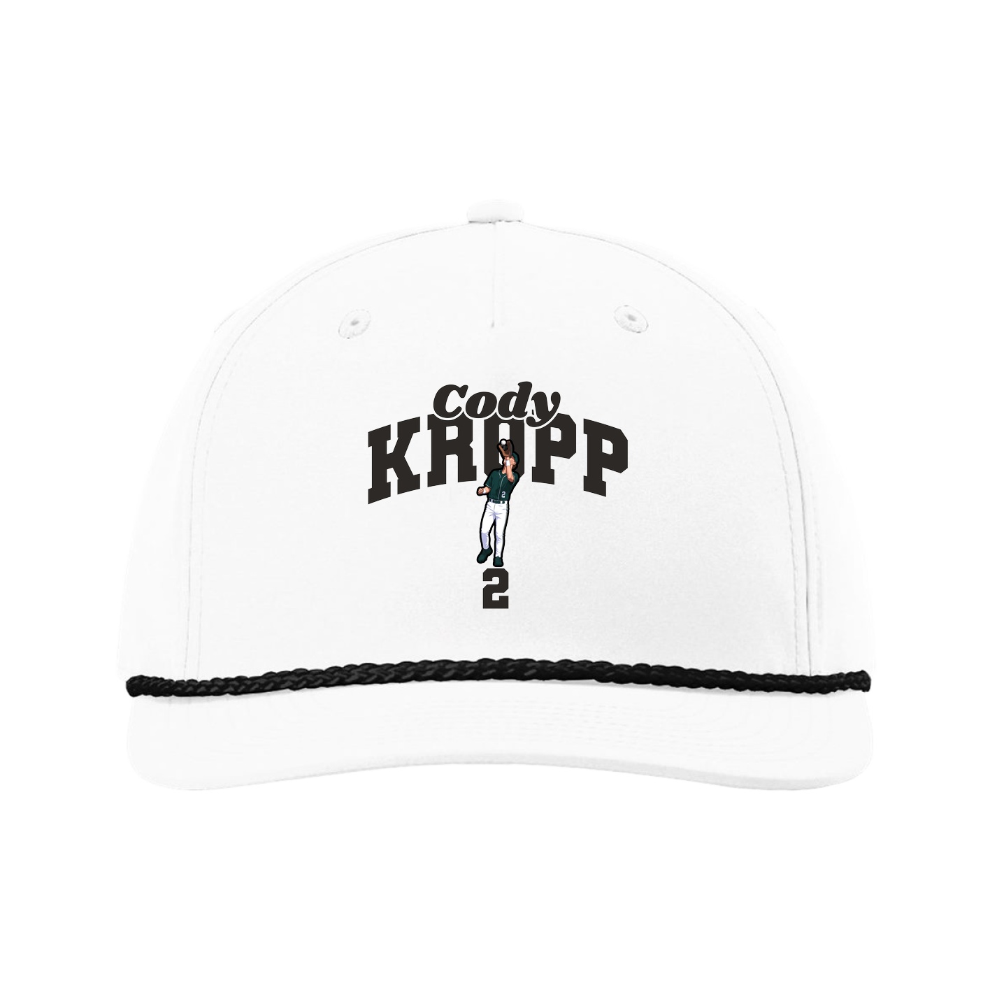 Five-Panel Classic Rope Cap — Signature Arch in White