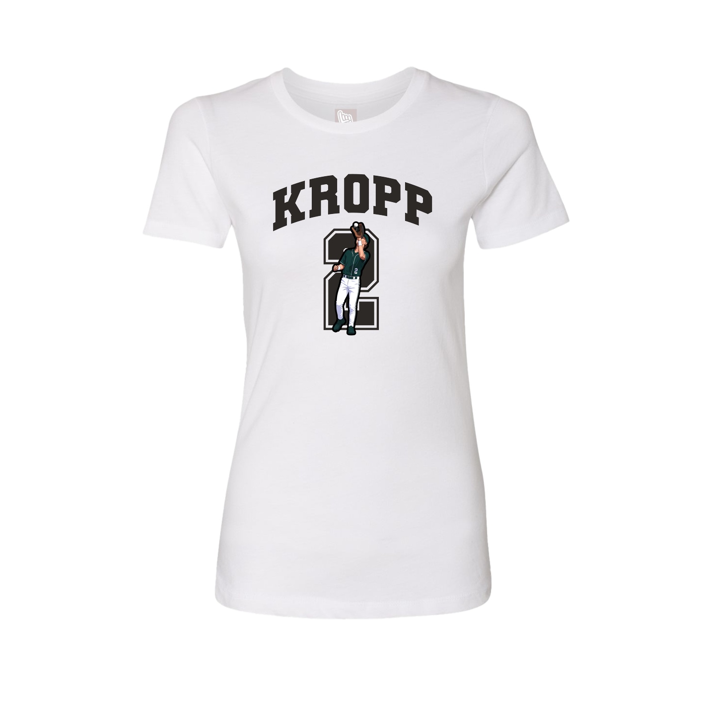 Fitted Women's Tee — Number in White
