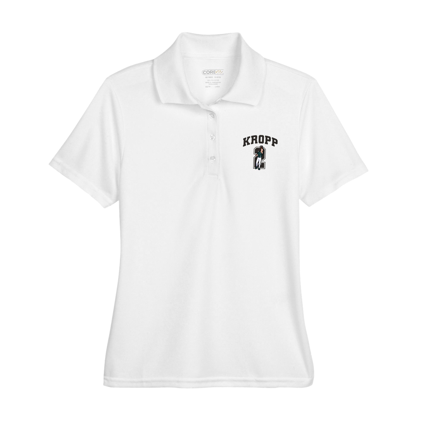 Womens Performance Polo — Number in White