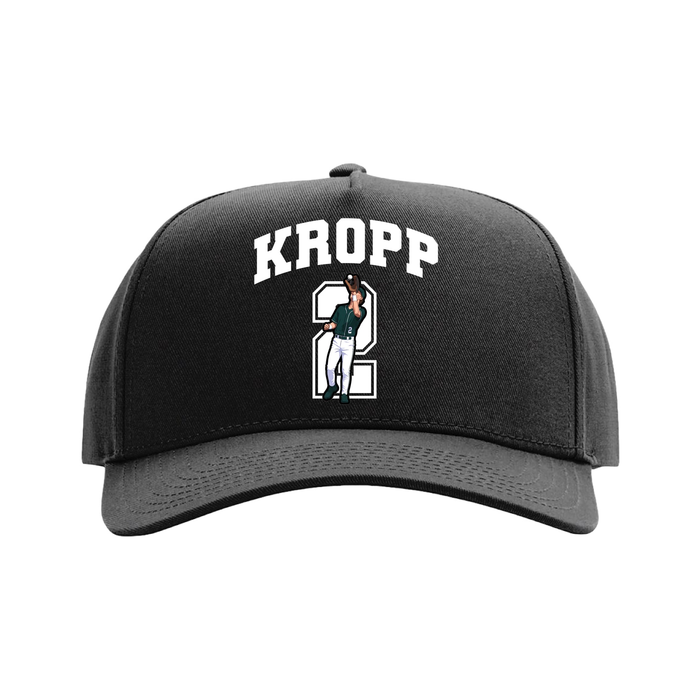 Full Fabric Five-Panel Champ Cap — Number in Black