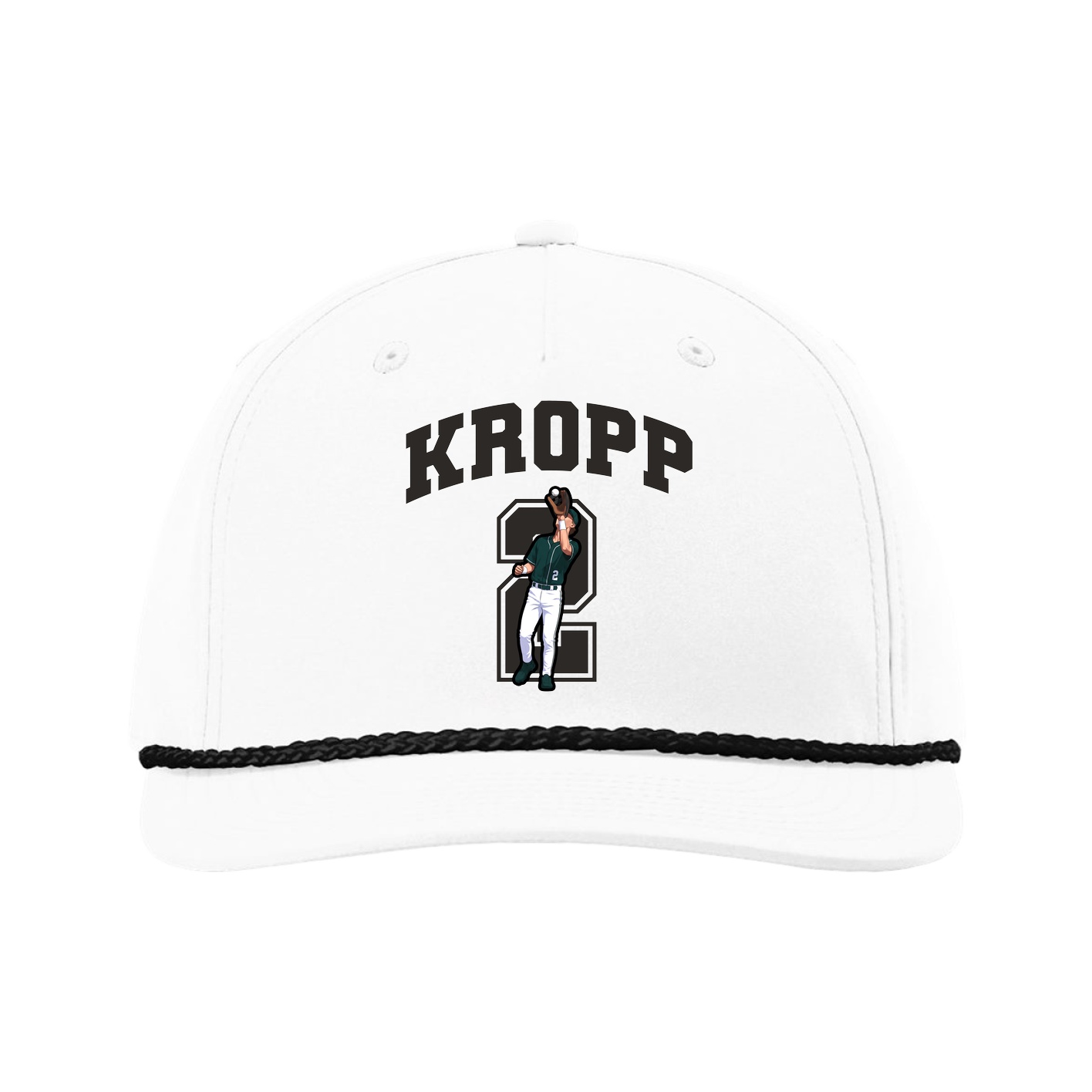 Five-Panel Classic Rope Cap — Number in White
