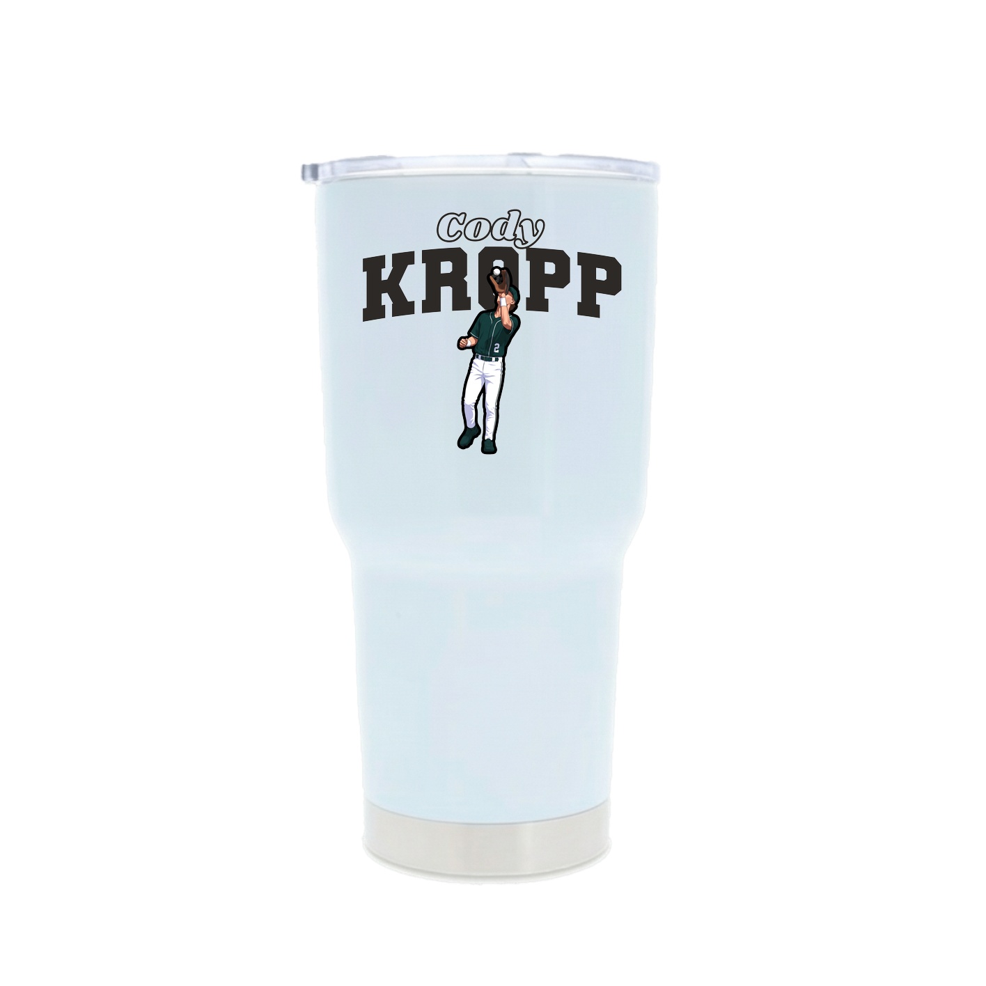 30oz Stainless Steel Tumbler — Name Arch in White