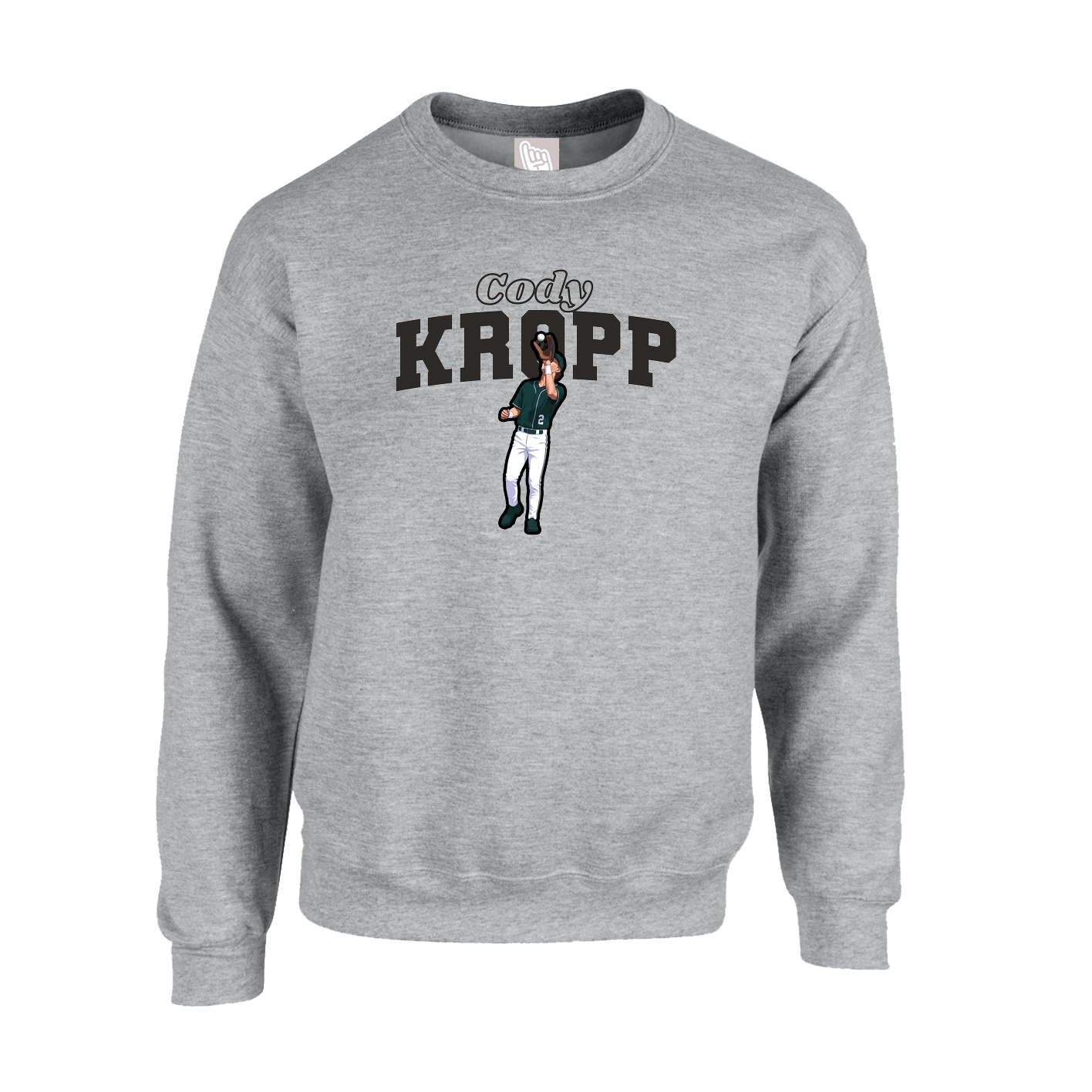 Fleece Crew — Name Arch in Grey