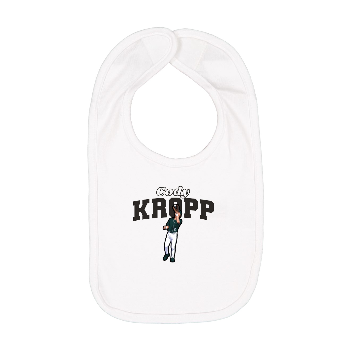 Infant Bib — Name Arch in White
