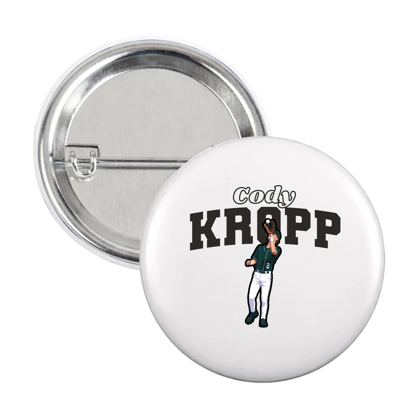 Game Day Button — Name Arch in White