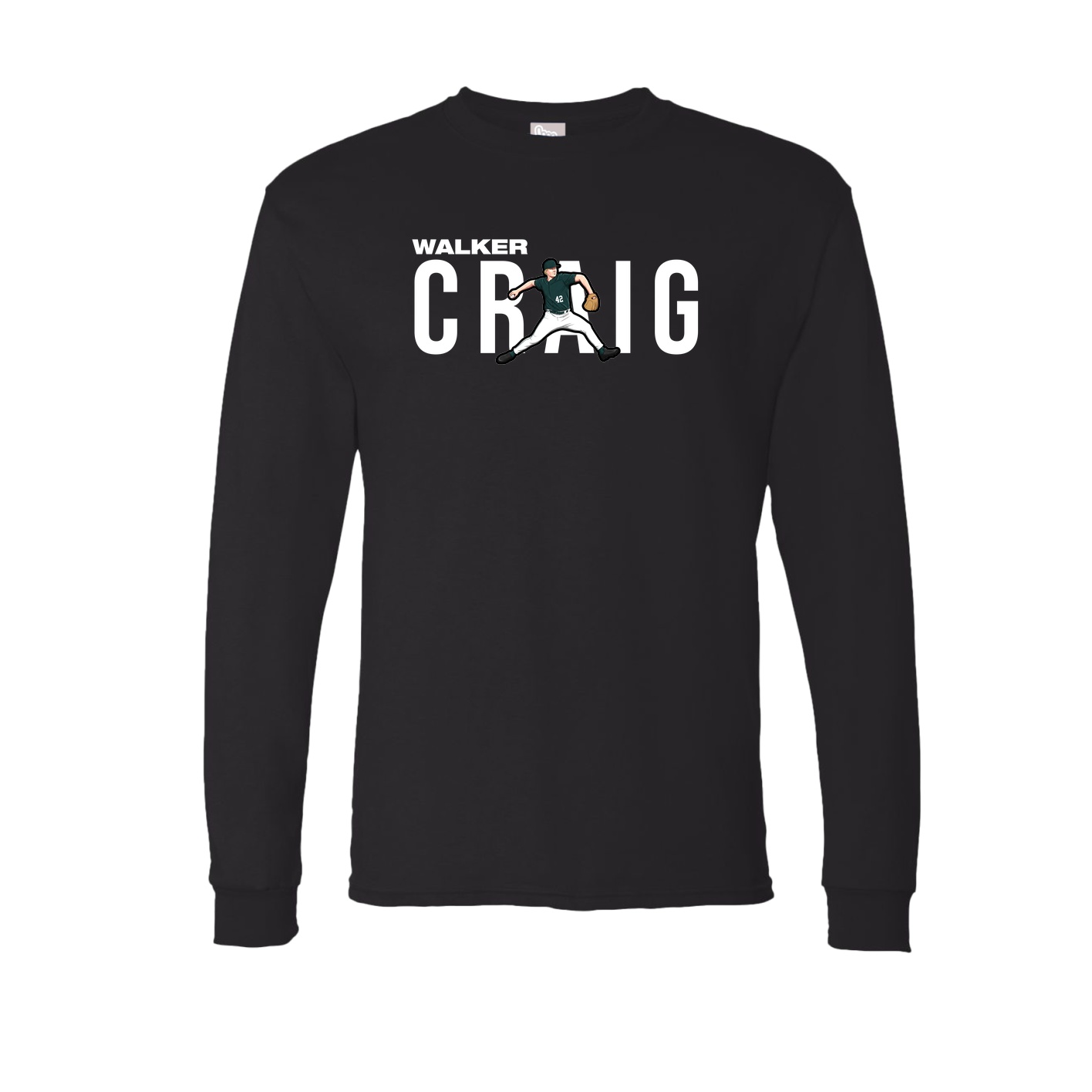 Long Sleeve Tee — Player Name in Black