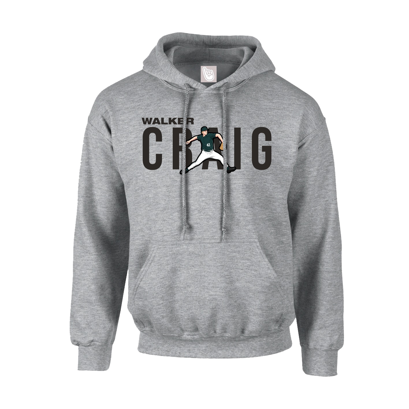Hoodie — Player Name in Grey