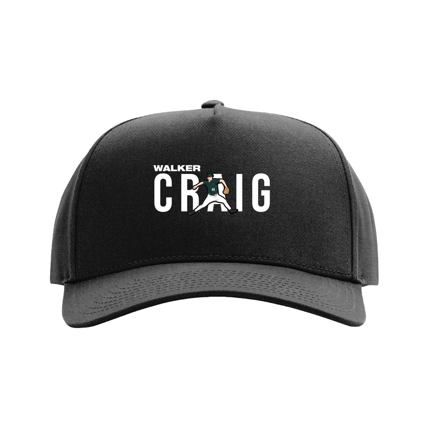 Full Fabric Five-Panel Champ Cap — Player Name in Black