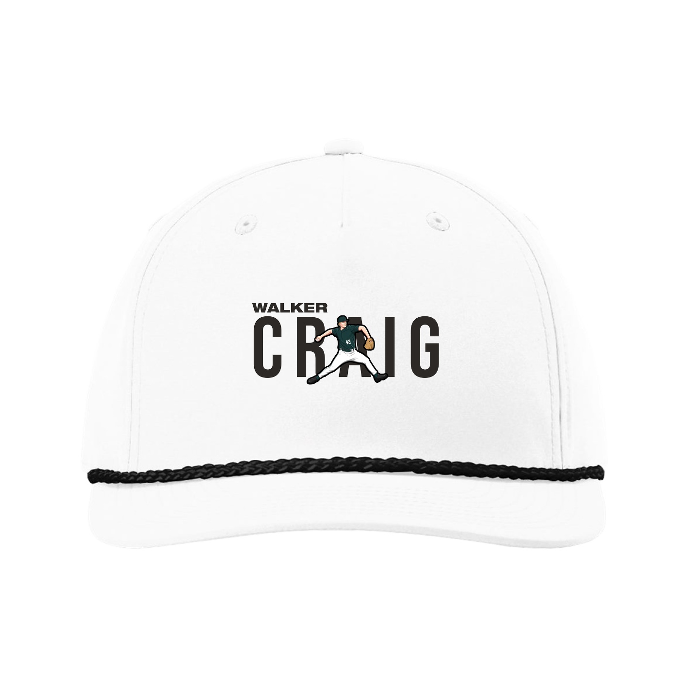 Five-Panel Classic Rope Cap — Player Name in White