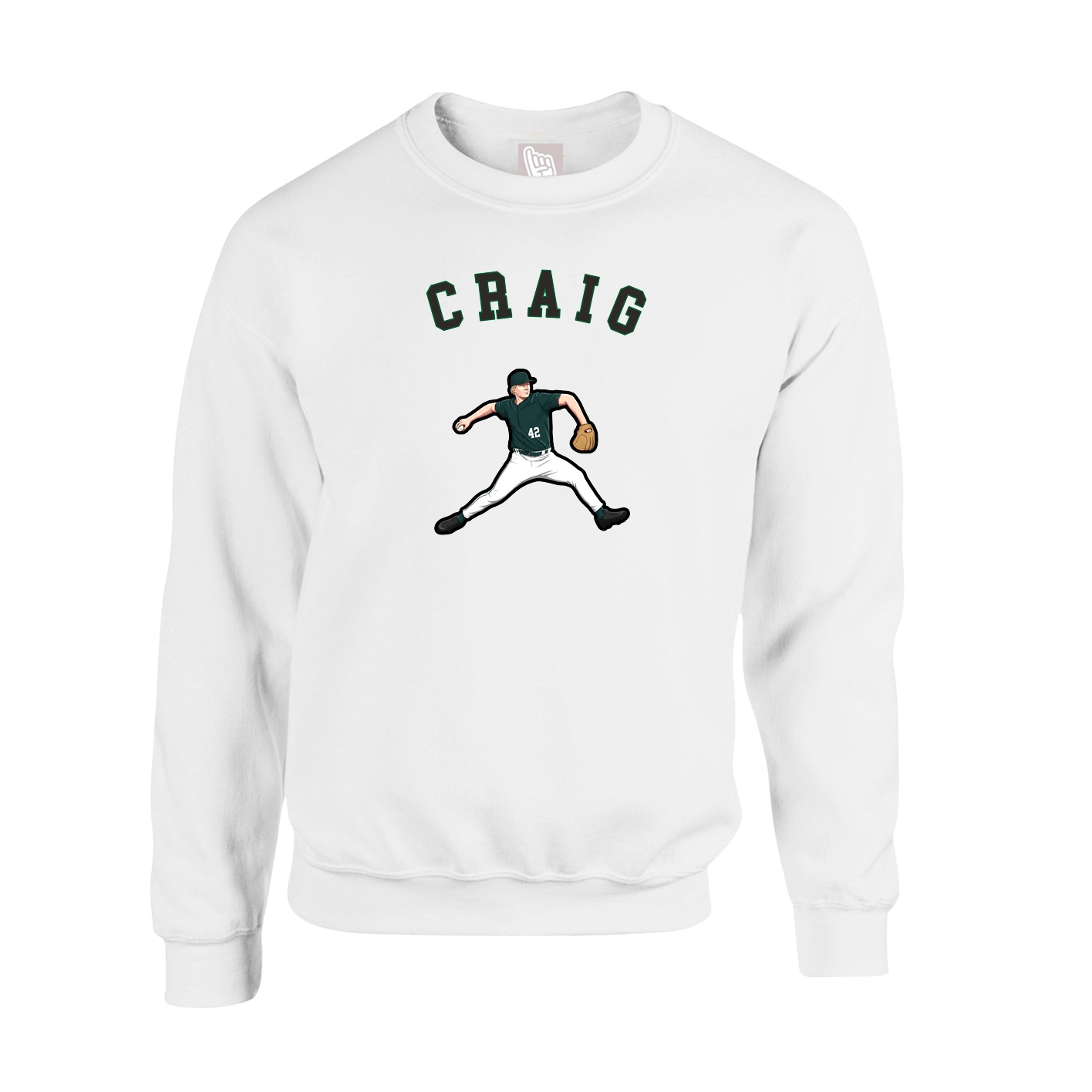 Fleece Crew — Shirsey Arch in White