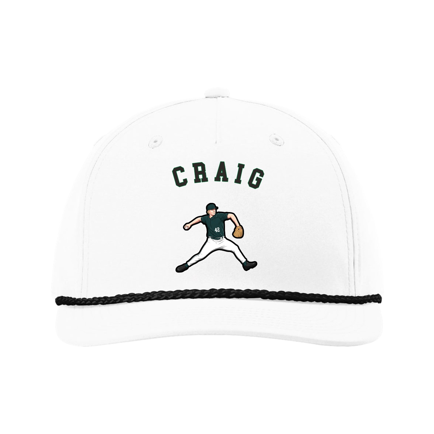 Five-Panel Classic Rope Cap — Shirsey Arch in White