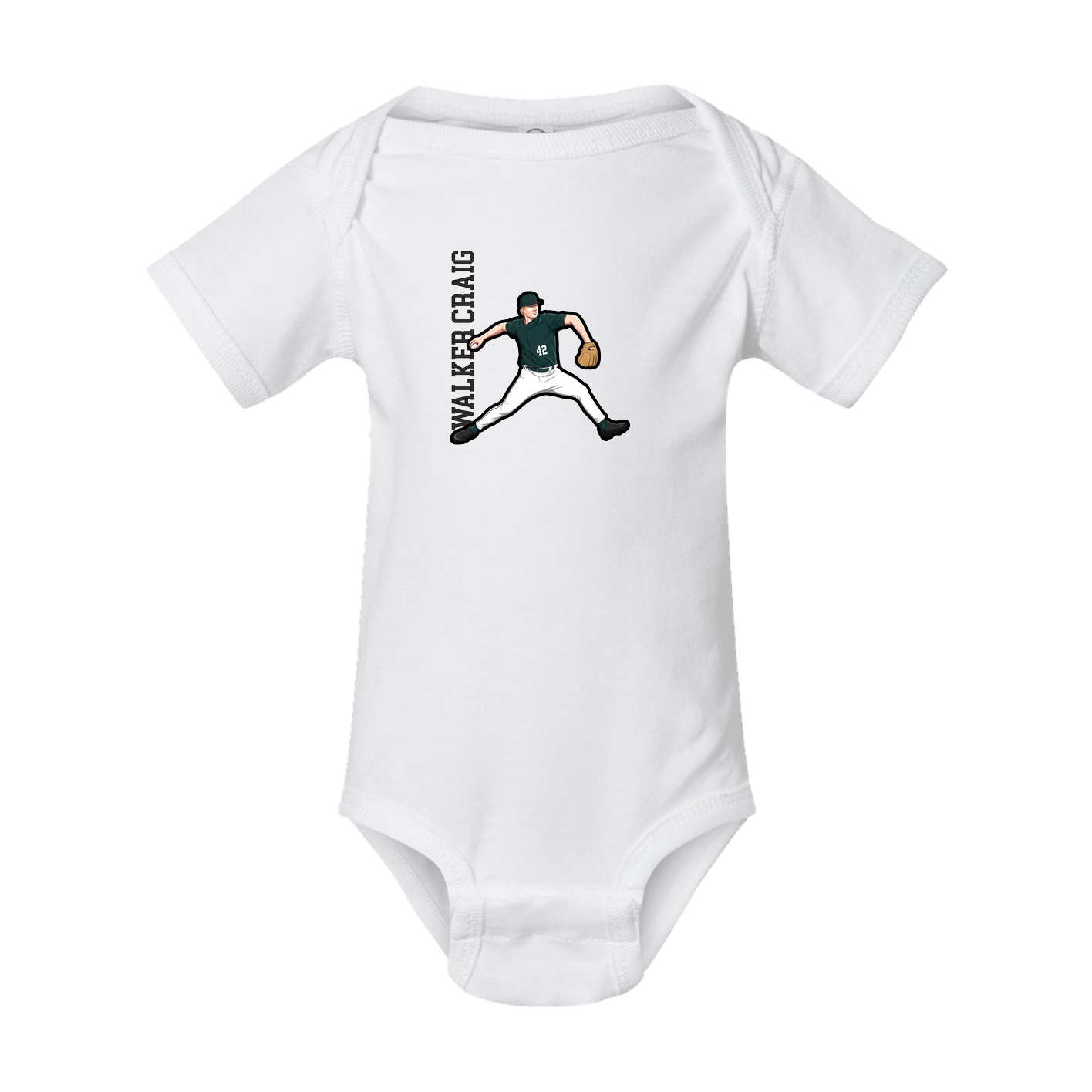 Baby Onesie — Name Vertical in White