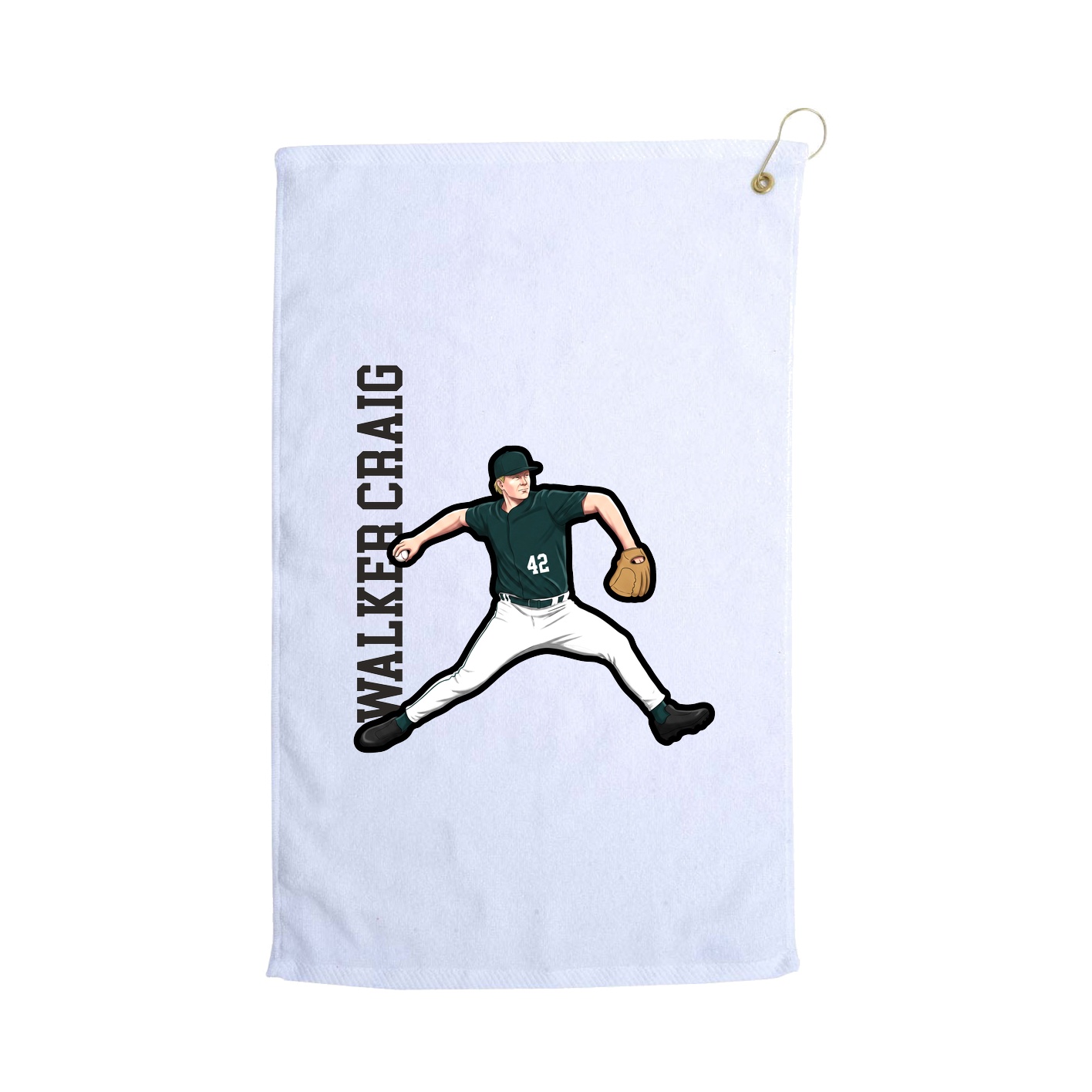 Golf Towel — Name Vertical in White
