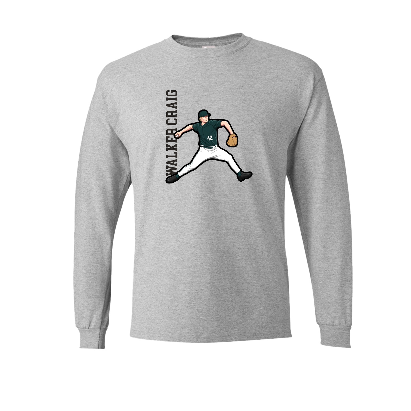 Long Sleeve Tee — Name Vertical in Grey
