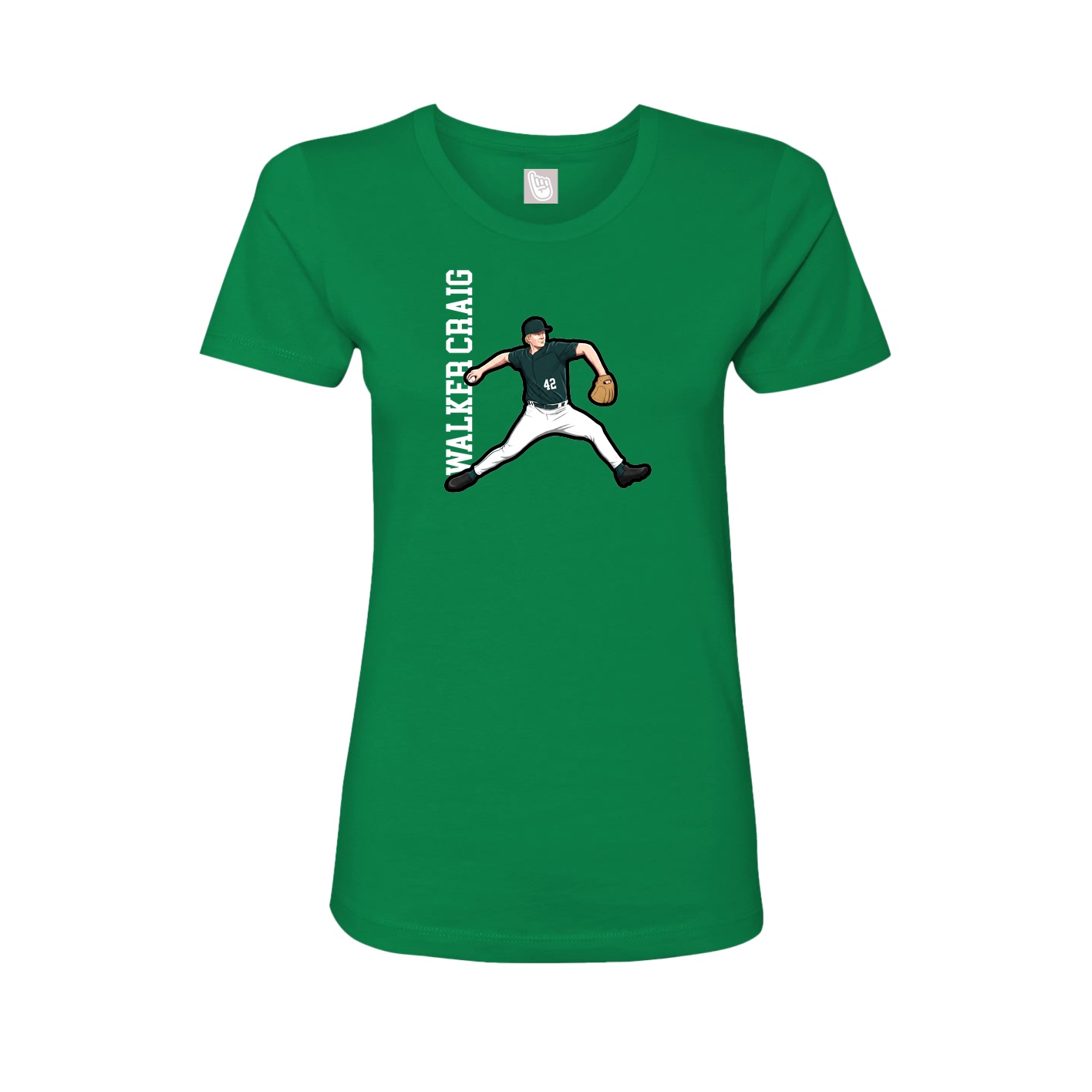 Fitted Women's Tee — Name Vertical in Green