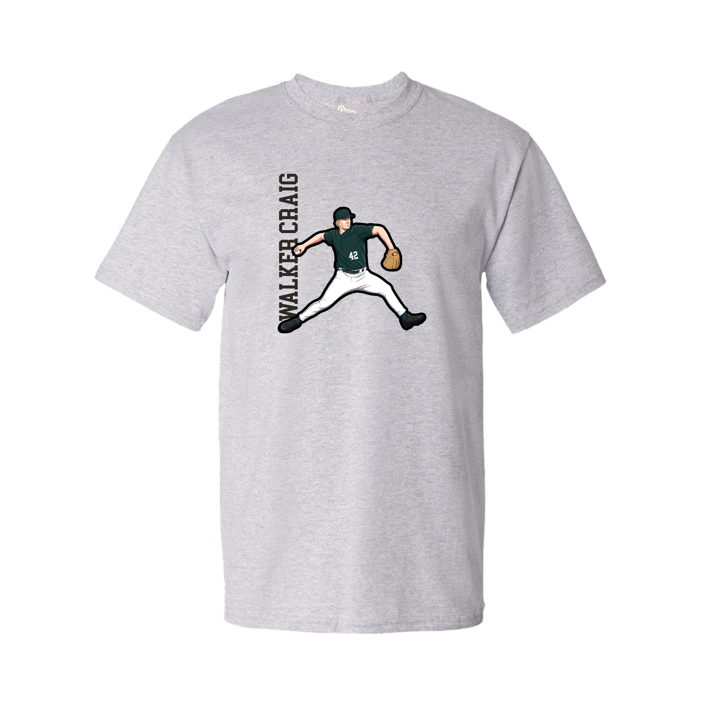 Youth Tee — Name Vertical in Grey