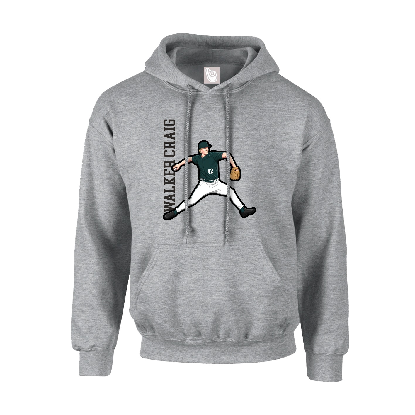 Youth Hoodie — Name Vertical in Grey