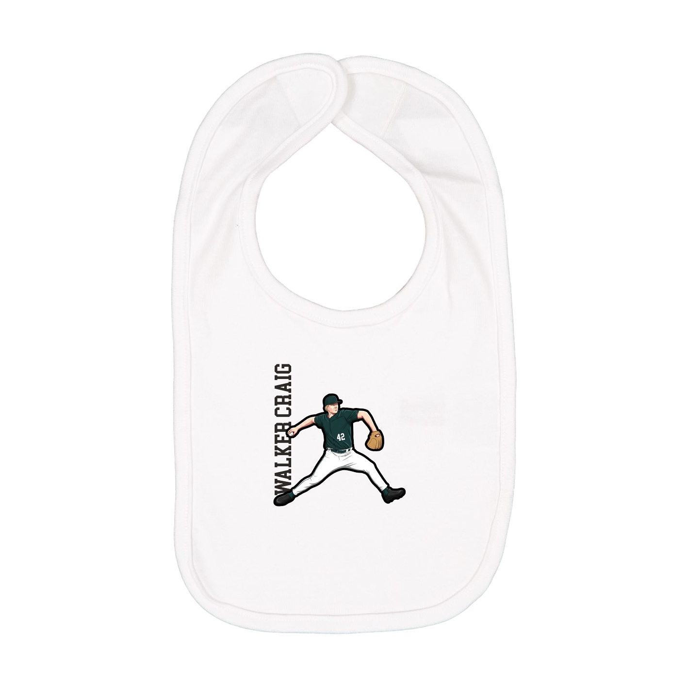 Infant Bib — Name Vertical in White