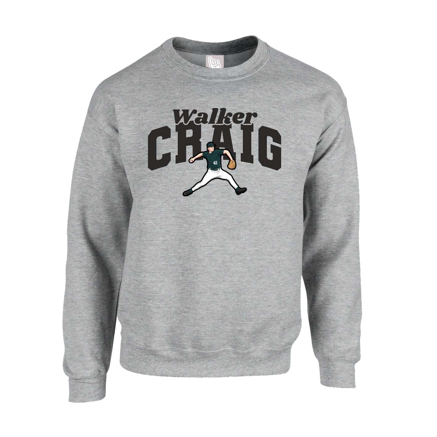 Fleece Crew — Signature Arch in Grey
